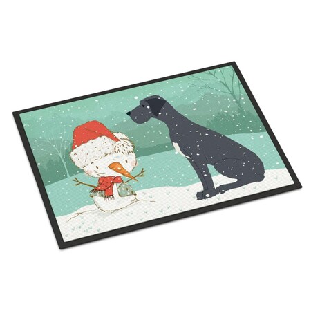 Carolines Treasures 18 x 27 in. Black Great Dane & Snowman Christmas Indoor or Outdoor Mat CK2039MAT